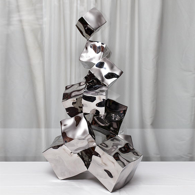 Customized Metal Cube Stainless Steel Art Gallery Home Indoor Sculpture