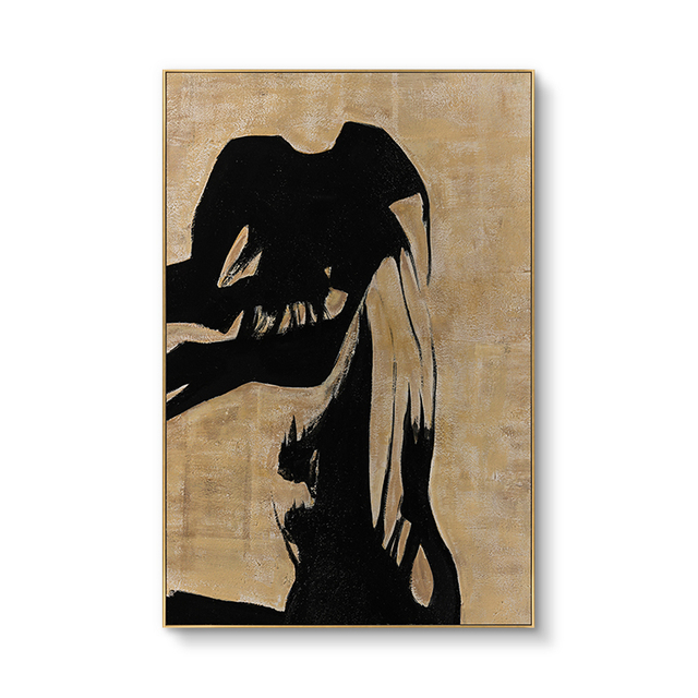 Abstract Black Hand-painted Decorative Painting Wall Art Decor