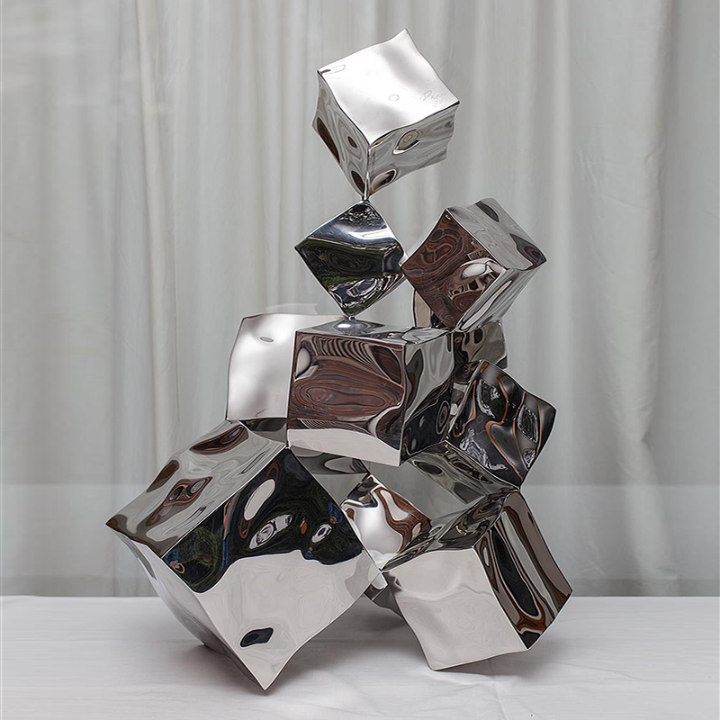 Customized Metal Cube Stainless Steel Art Gallery Home Indoor Sculpture