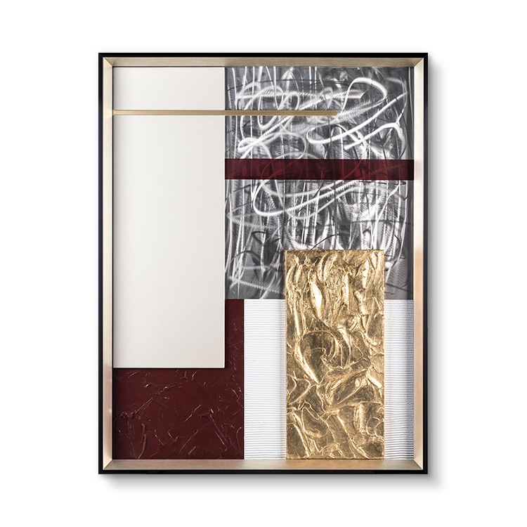 Mixed Media Artwork with Leather And Metal 3D Wall Decor