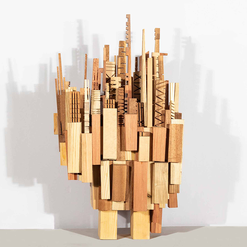 Modern Design Wood Pieces Sculpture Artwork for Home Decor