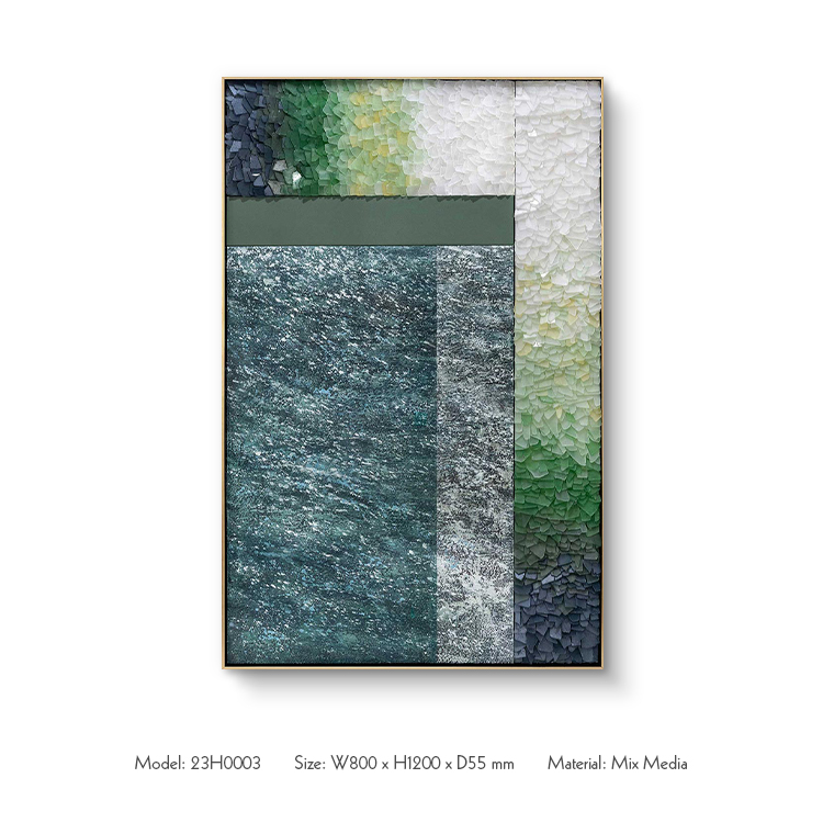 Luxury Texture Painting With 3D Seaglass Art for Wall Decor