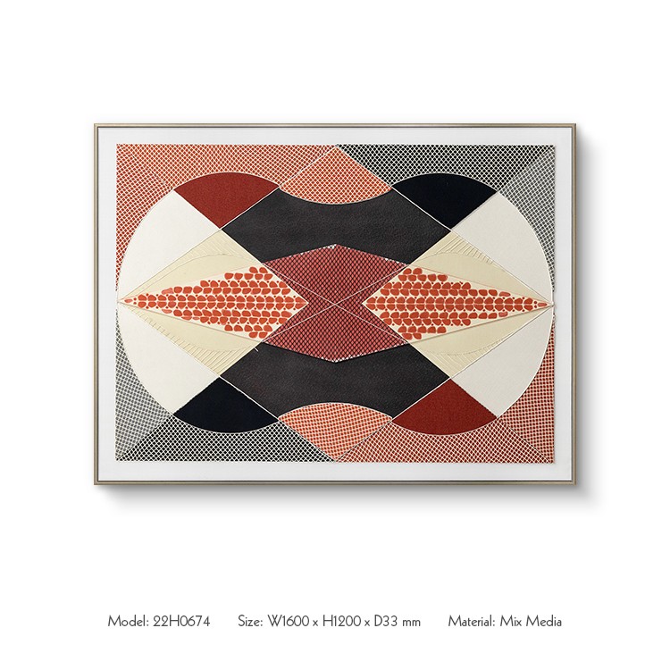 Modern Abstract Fabric Collage Wall Art Framed Decor