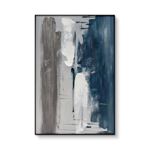 Customized Cold Color Tone Wall Hanging Abstract Texture Painting