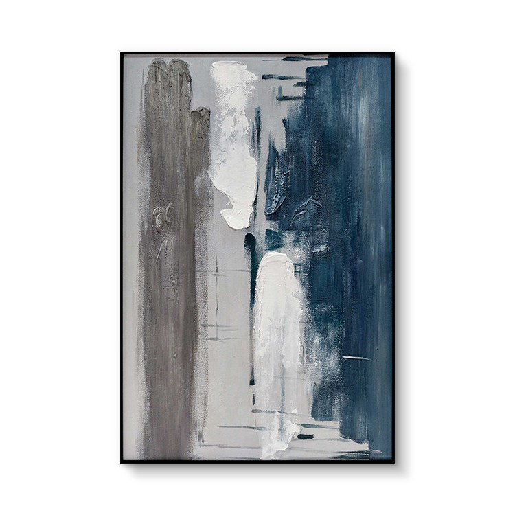 Customized Cold Color Tone Wall Hanging Abstract Texture Painting