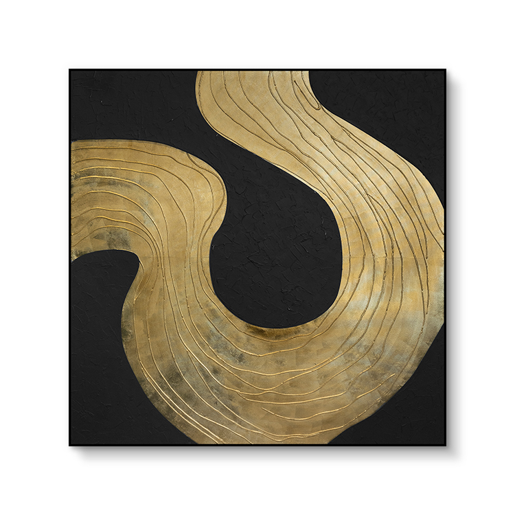 Luxury Furniture And Decor Woodboard Texture Painting Art with Gold Foil