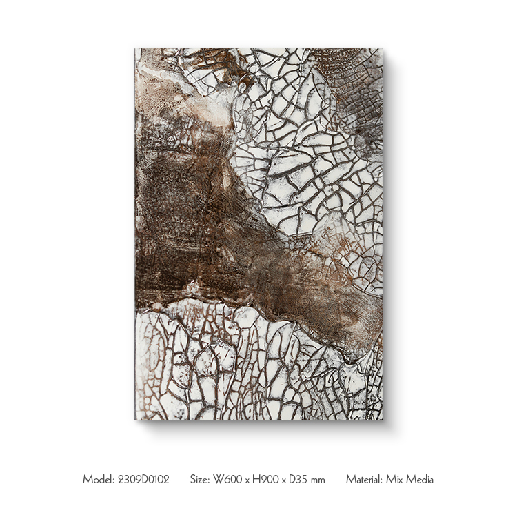 Decorative Cracked Texture Effect Panel 3D Wall Art Painting with Resin