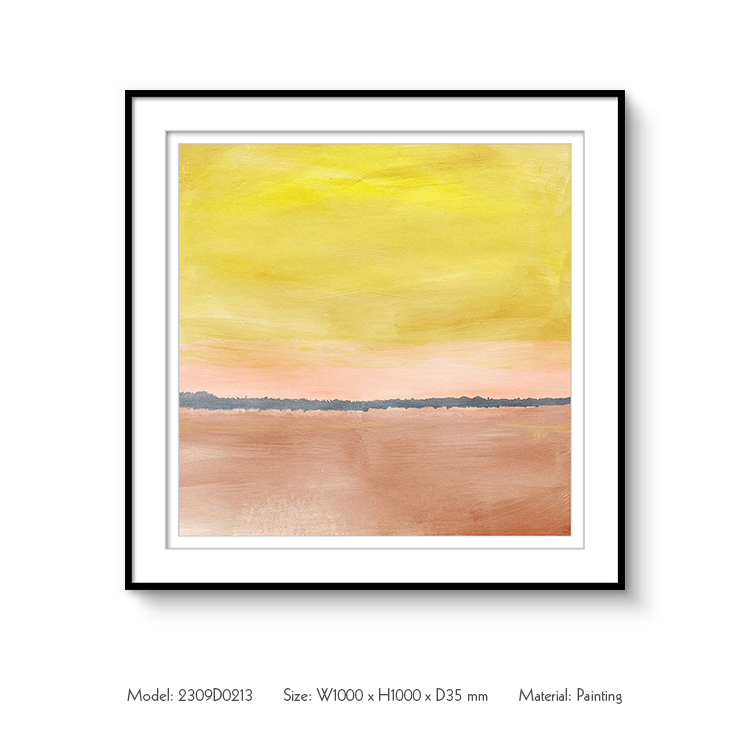 Dreamy Hand-painted Sunset Oil Painting Framed Wall Art