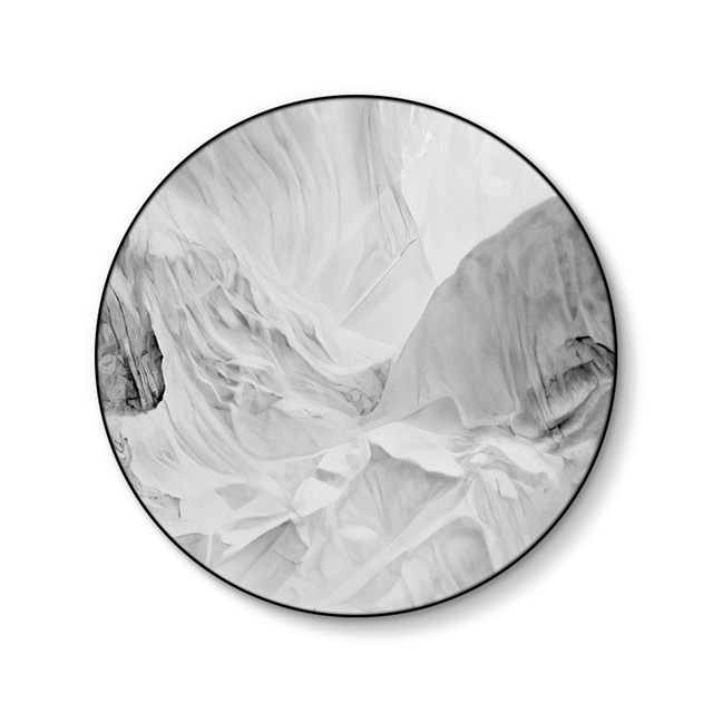 Handmade Round Circle White Abstract Canvas Art Painting