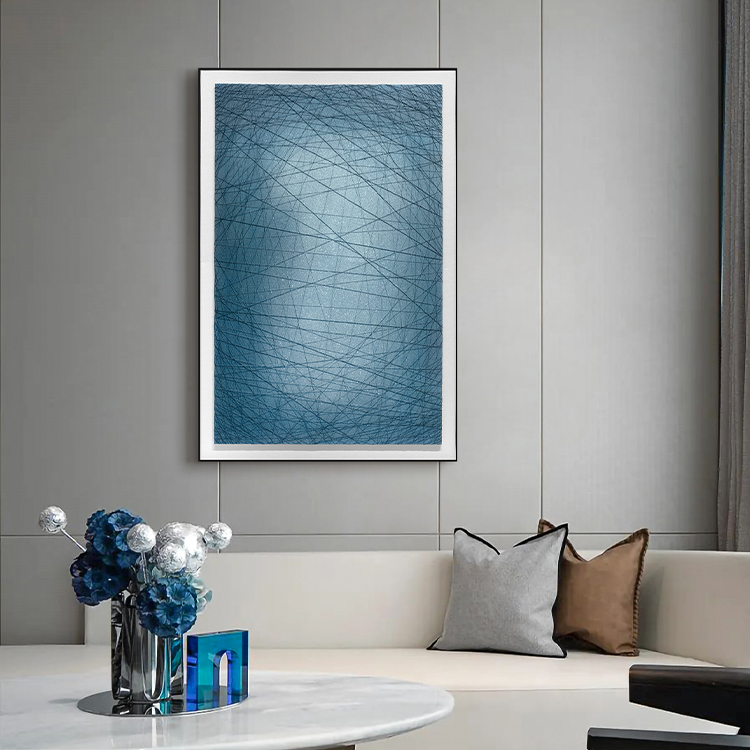 Blue Abstract painting hand made 3D metal wall decor