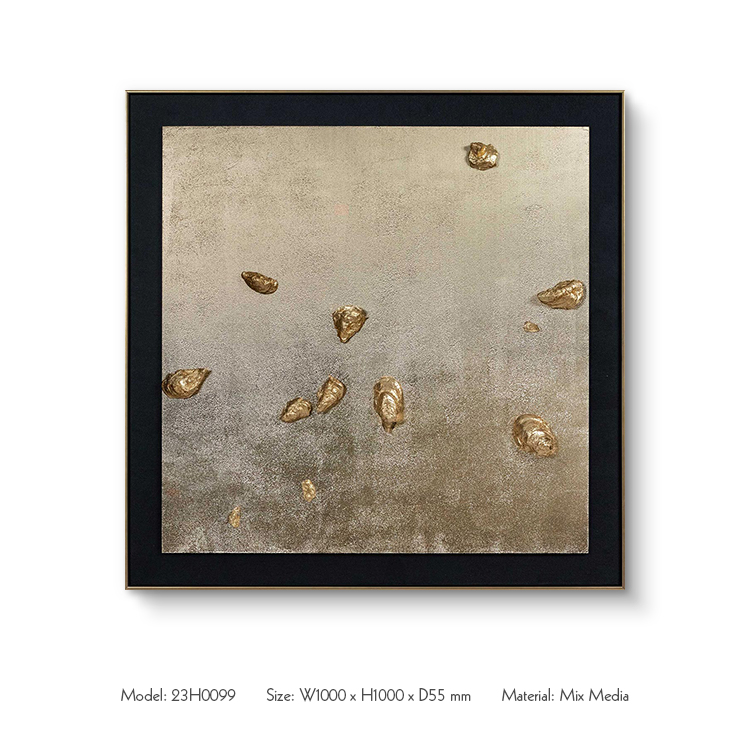 Luxury Sandstone Painting with Brass Fittings 3d Wall Art