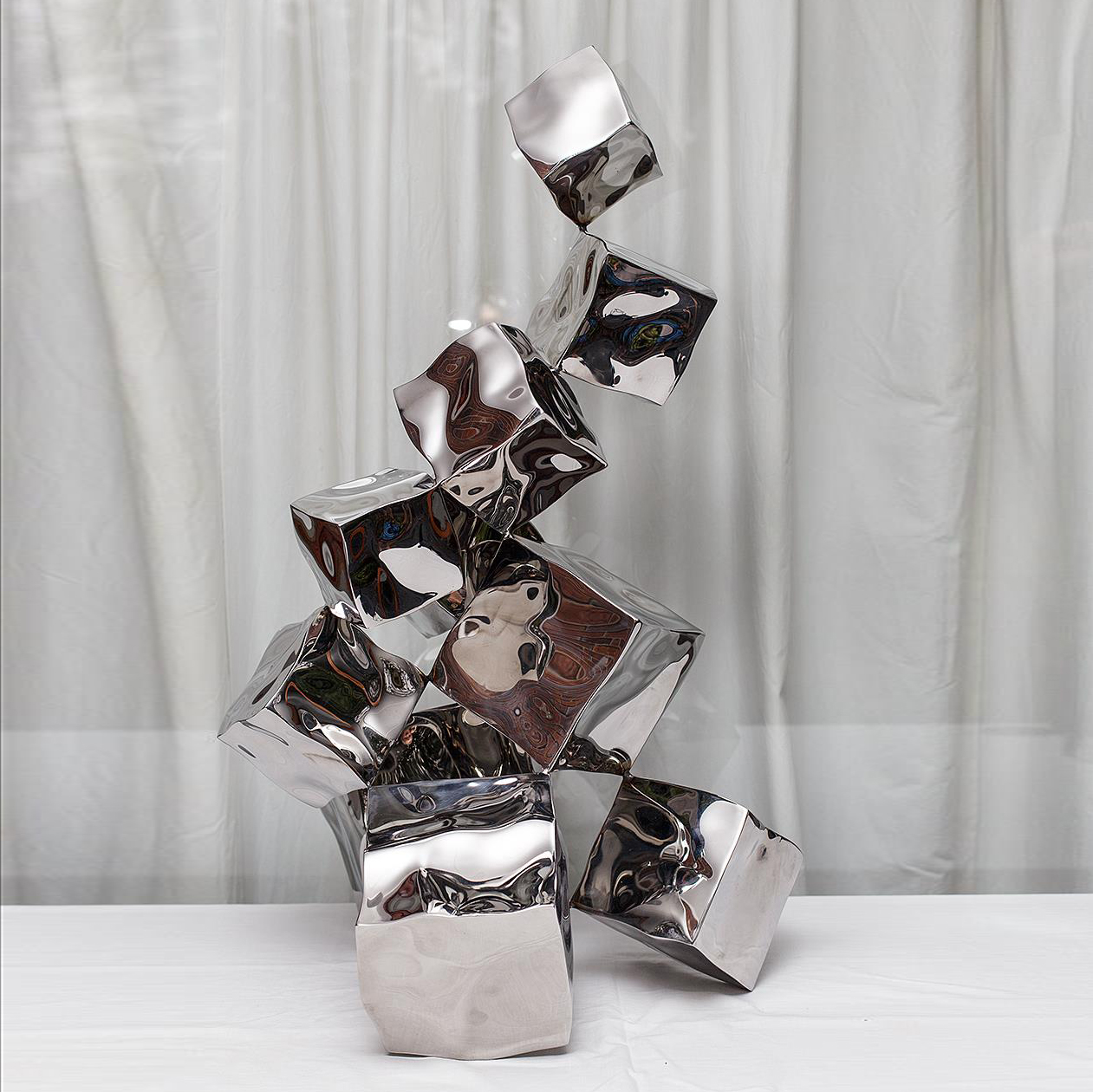 Customized Metal Cube Stainless Steel Art Gallery Home Indoor Sculpture