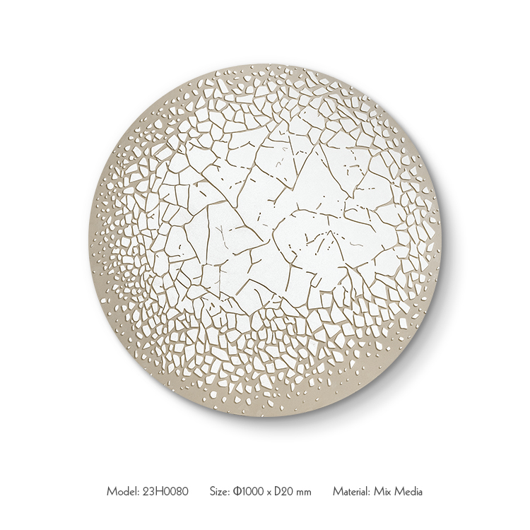 Round Shape 3D Art Texture Wood Carving Wall Decor 