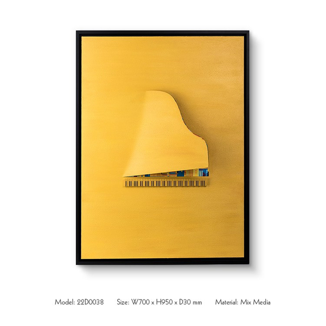 Hot Sale Modern Handmade Yellow 3D Piano Painting Wall Art