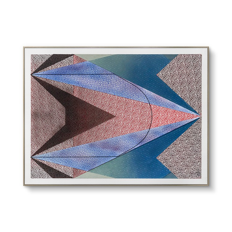 Modern Abstract Fabric Collage Wall Art Framed Decor