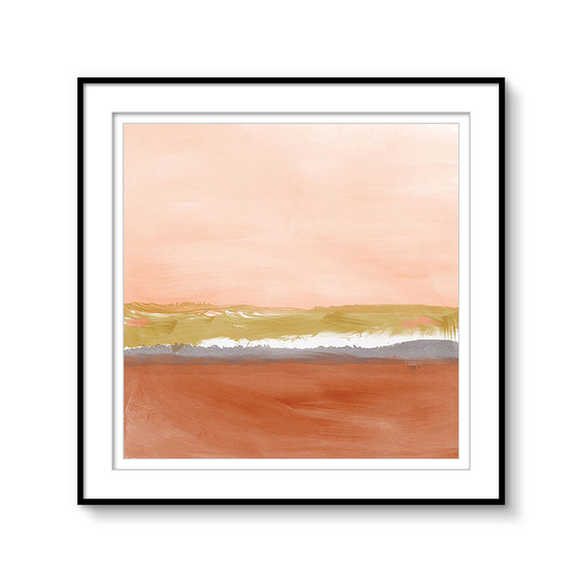 Dreamy Hand-painted Sunset Oil Painting Framed Wall Art