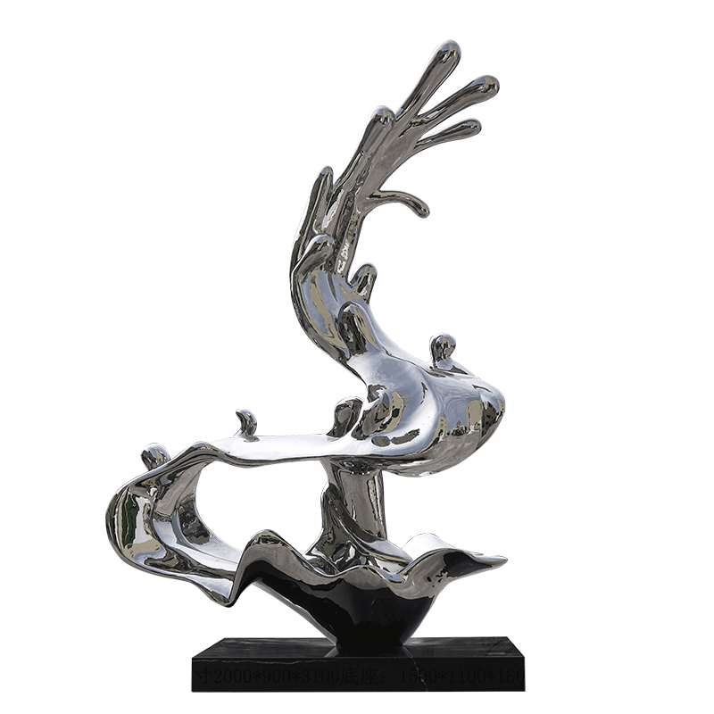 Customized Electroplating Fiberglass Sculpture with Base Artist Sculpture