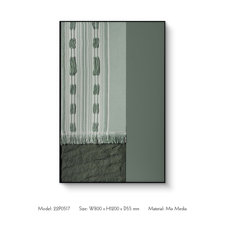 Green Color Fabric Texture Wall Art for Luxury Space