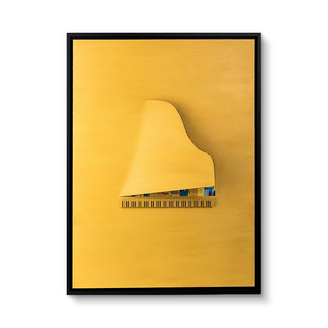 Hot Sale Modern Handmade Yellow 3D Piano Painting Wall Art