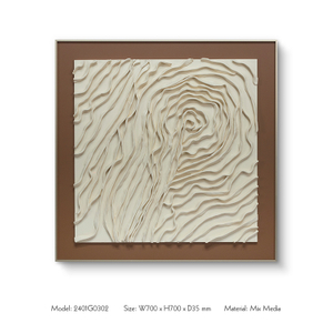 TY Home Decor Soft Clay Sculpture on Leather Base with Aluminum Frame Wall Art for Intetior Deisign