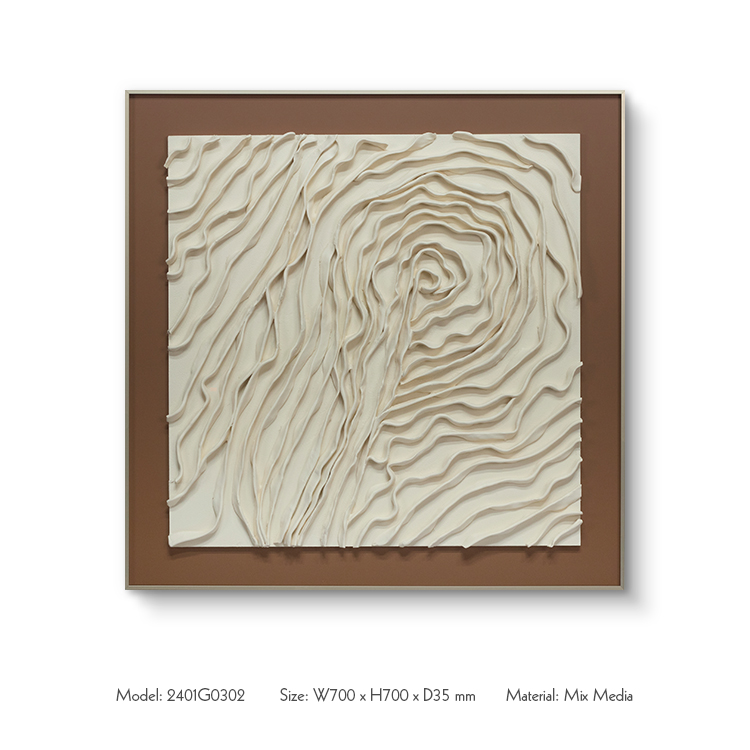 TY Home Decor Soft Clay Sculpture on Leather Base with Aluminum Frame Wall Art for Intetior Deisign