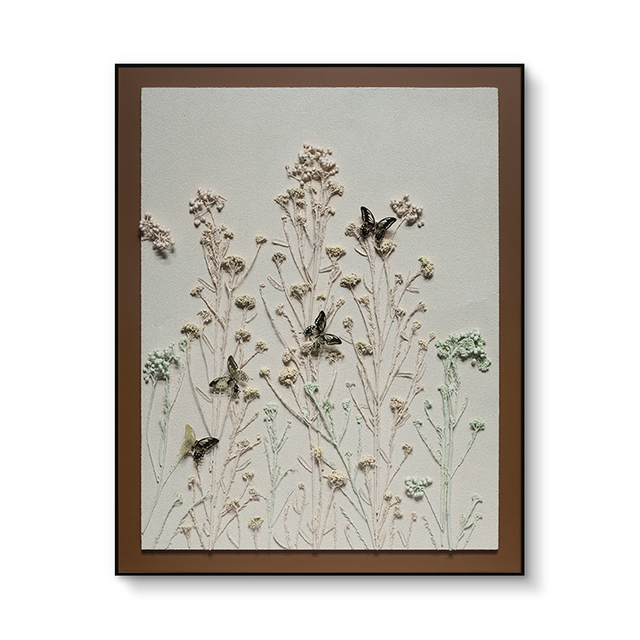 TY ART SPACE Aluminum Framed Wall Art with Dried Flowers Textured Sandstone Base Home Decor Custom Support for Interior Design
