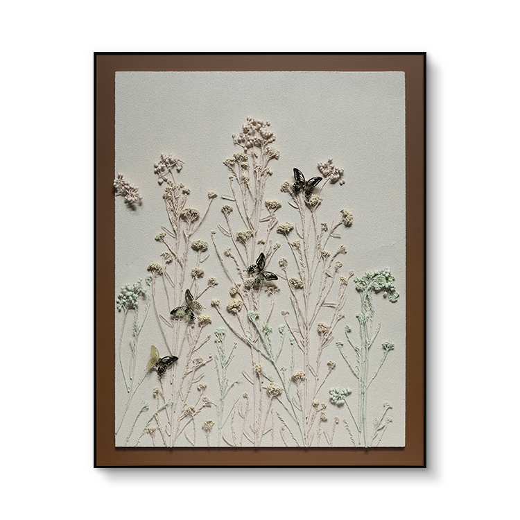 TY ART SPACE Aluminum Framed Wall Art with Dried Flowers Textured Sandstone Base Home Decor Custom Support for Interior Design