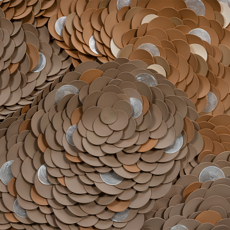  TY ART SPACE Handmade Colored Leather Collaging with Fritillaria Home Decor for High-end Hotel Villa Interior Design Custom Support