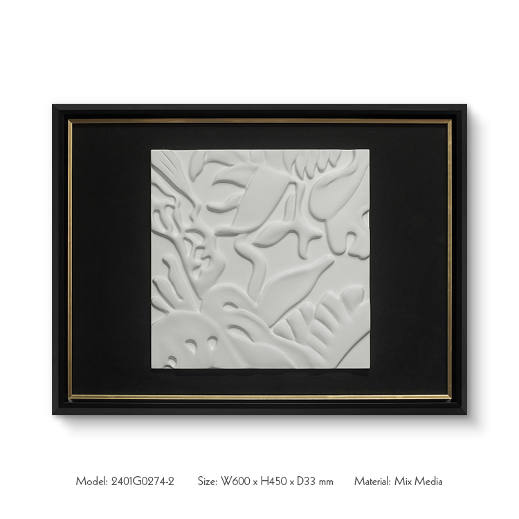 Textured Wall Art Wood Carving Home Decor with Black Fabric Base Wooden Framed Handmade Paintings for Hotel Villa Projects