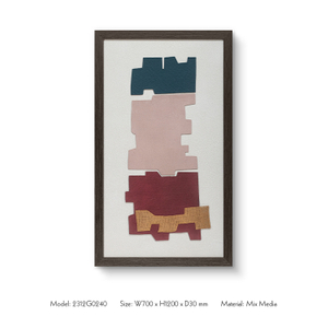 Textured Handmade Painting Collaging Home Decor Sandstone Base with Wooden Framed Wall Art for Hotel Villa Projects