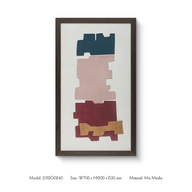 Textured Handmade Painting Collaging Home Decor Sandstone Base with Wooden Framed Wall Art for Hotel Villa Projects