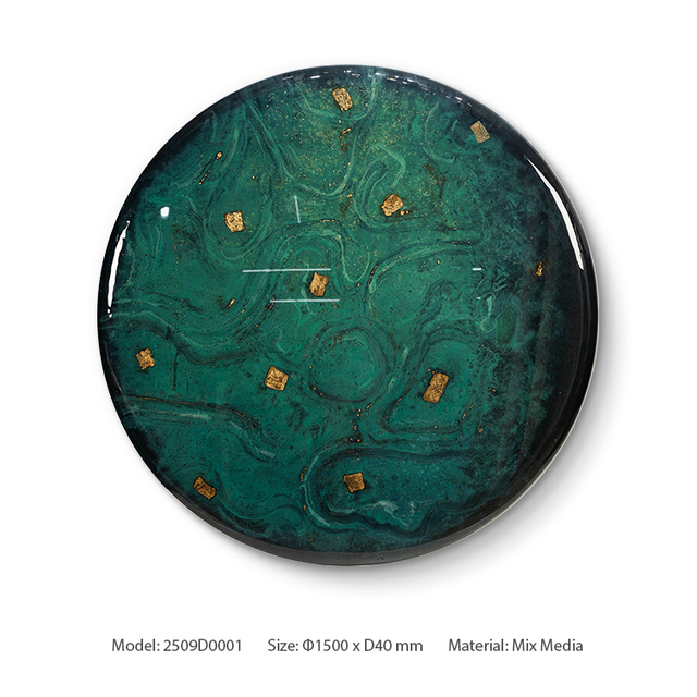  TY ART SPACE Hand-painted Wood Carving Wall Art Panel with Gold Foil & Resin Home Decor for High-end Hotel Villa Interior Design Custom Support