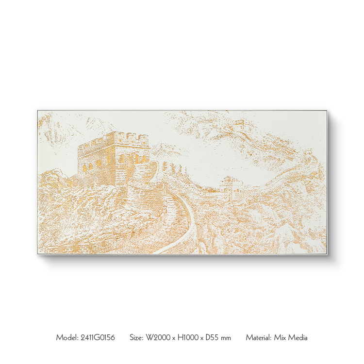 Handmade Paintings Handmade Paintings White Fabric Based Home Decor with Gold Foil for Interior Design
