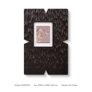 TY Wall Art Wood Carving Home Decor with Beige Leather Handmade Coloring Paintings for Hotel Villa Projects