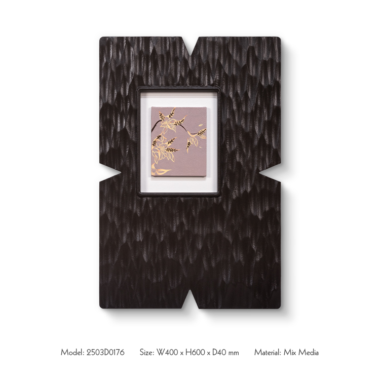 TY Wall Art Wood Carving Home Decor with Beige Leather Handmade Coloring Paintings for Hotel Villa Projects