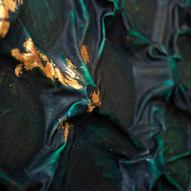  TY ART SPACE Hand-painted Wood Carving Wall Art Panel with Gold Foil & Fabric Home Decor for High-end Hotel Villa Interior Design Custom Support