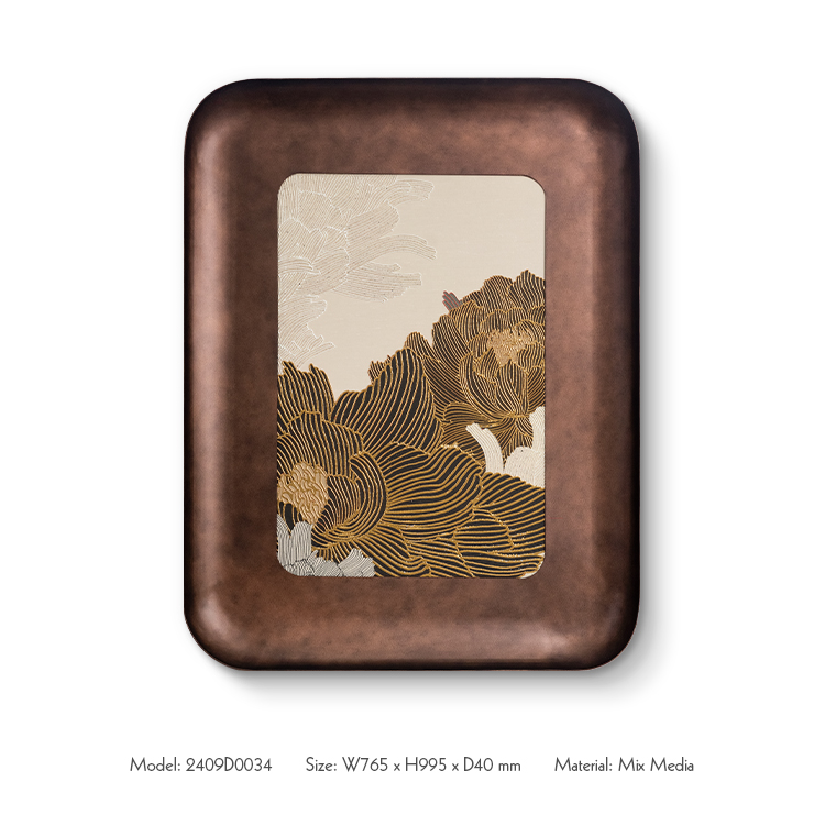 Luxury Copper Framed Wall Painting Home Decor Abstract Custom Support Textured Accent