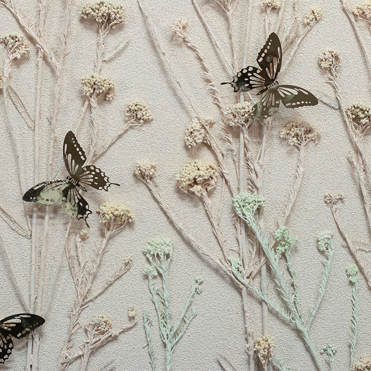 TY ART SPACE Aluminum Framed Wall Art with Dried Flowers Textured Sandstone Base Home Decor Custom Support for Interior Design