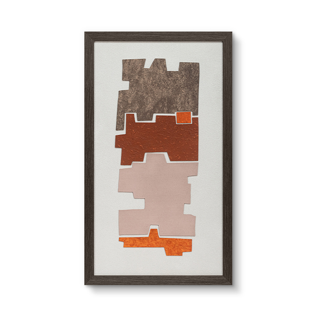 Textured Handmade Painting Collaging Home Decor Sandstone Base with Wooden Framed Wall Art for Hotel Villa Projects