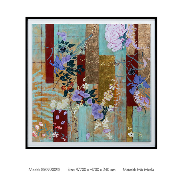  TY ART SPACE Textured Hand-painted Wall Art Panel with Leather Base & Gold Foil Home Decor for High-end Hotel Villa Interior Design Custom Support