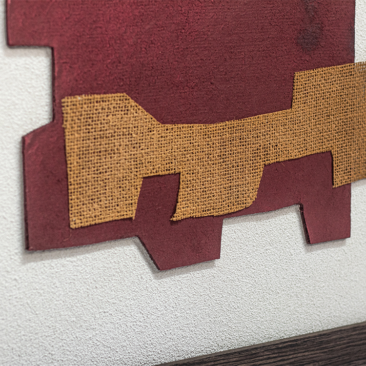 Textured Handmade Painting Collaging Home Decor Sandstone Base with Wooden Framed Wall Art for Hotel Villa Projects