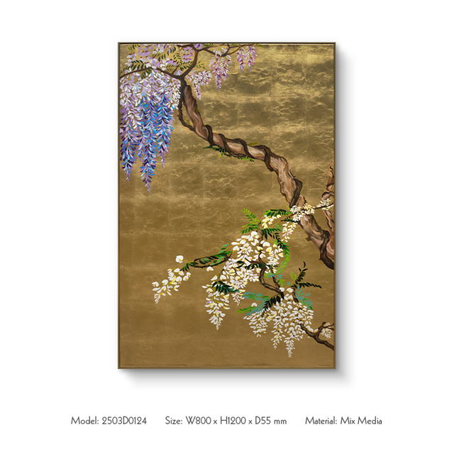  TY ART 3D Textured Painting Wall Art with Gold Foil Base Home Decor Custom Support for Interior Design