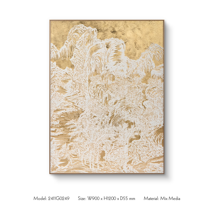  TY ART 3D Texture Printing Aluminum Framed Wall Art Panel Home Decor with Gold Foil for Interior Design Custom Support