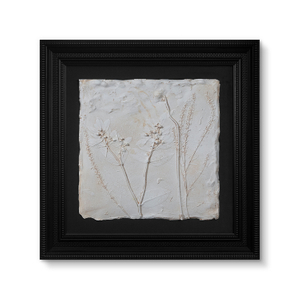 Wabi-sabi French Minimalism Plaster Plant Rubbing Paints Real Dried Flowers 3D Mixed Media Home Decor Paintings Wall Art for Art Gallery