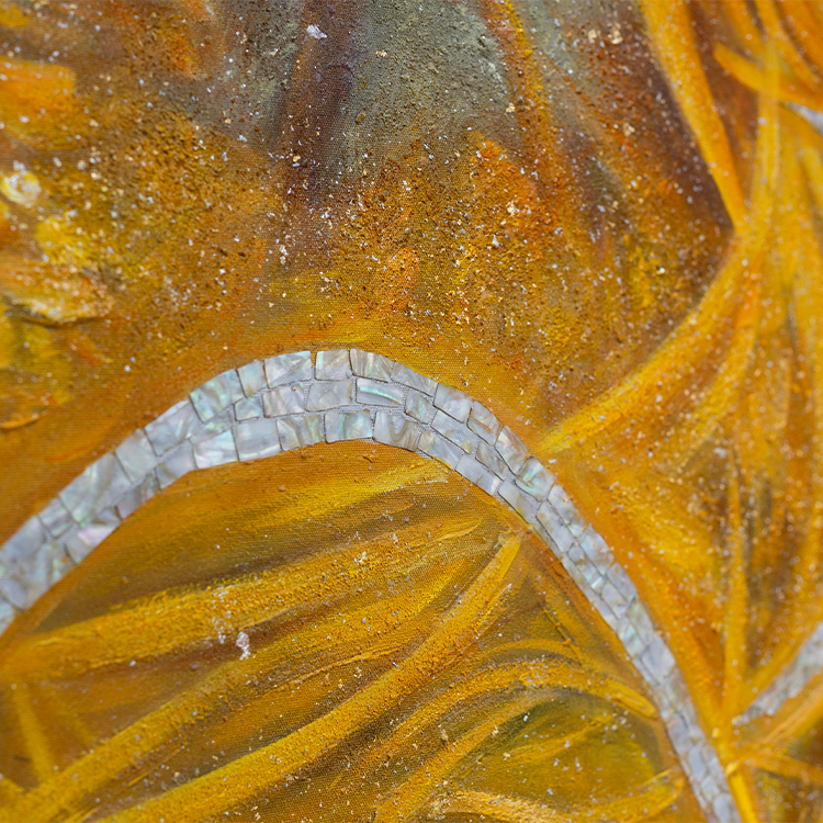 TY ART SPACE Hand-painted Textured Wall Art Panel with Mother-of-pearl Luxury Home Decor for High-end Hotel Villa Interior Design Custom Support