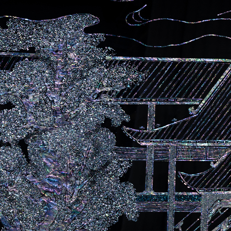  TY ART SPACE Lacquer Paitning Wall Art Panel with Mother-of-pearl Pieces Home Decor for High-end Hotel Villa Interior Design Custom Support