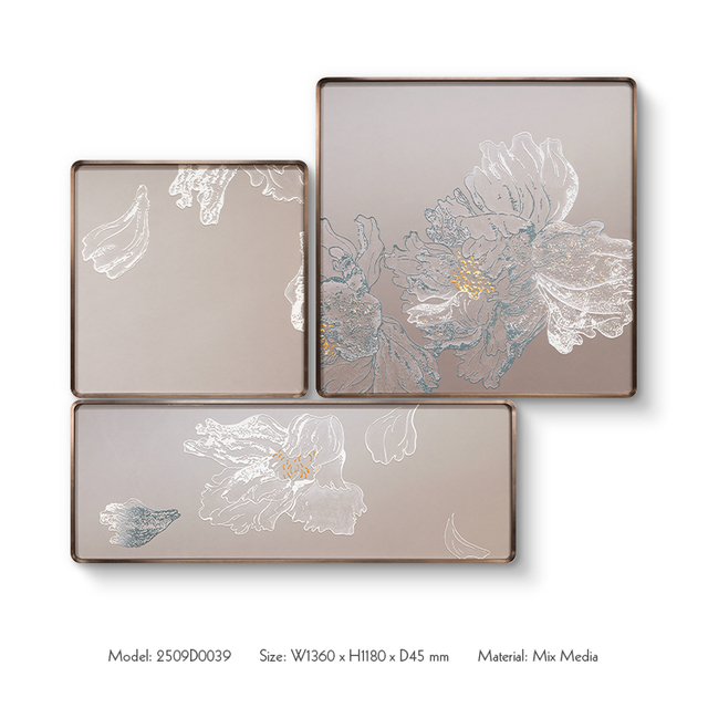  TY ART SPACE 3D Relief Textured Painting Wall Art Panel with Fabric Base Luxury Home Decor for High-end Hotel Villa Interior Design Custom Support