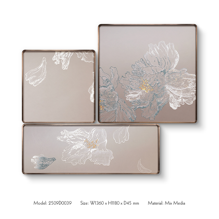  TY ART SPACE 3D Relief Textured Painting Wall Art Panel with Fabric Base Luxury Home Decor for High-end Hotel Villa Interior Design Custom Support