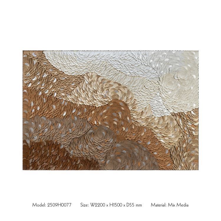  TY ART SPACE Handmade Colored Leather Collaging with Fritillaria Home Decor for High-end Hotel Villa Interior Design Custom Support