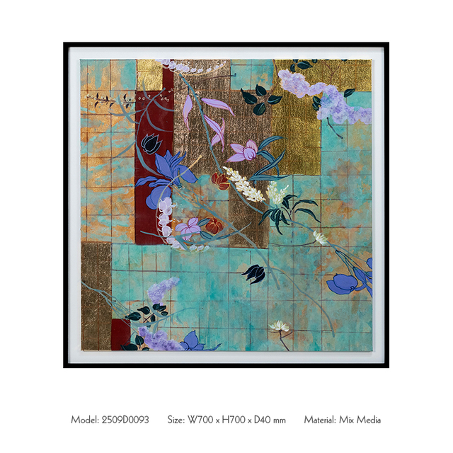  TY ART SPACE Textured Hand-painted Wall Art Panel with Leather Base & Gold Foil Home Decor for High-end Hotel Villa Interior Design Custom Support